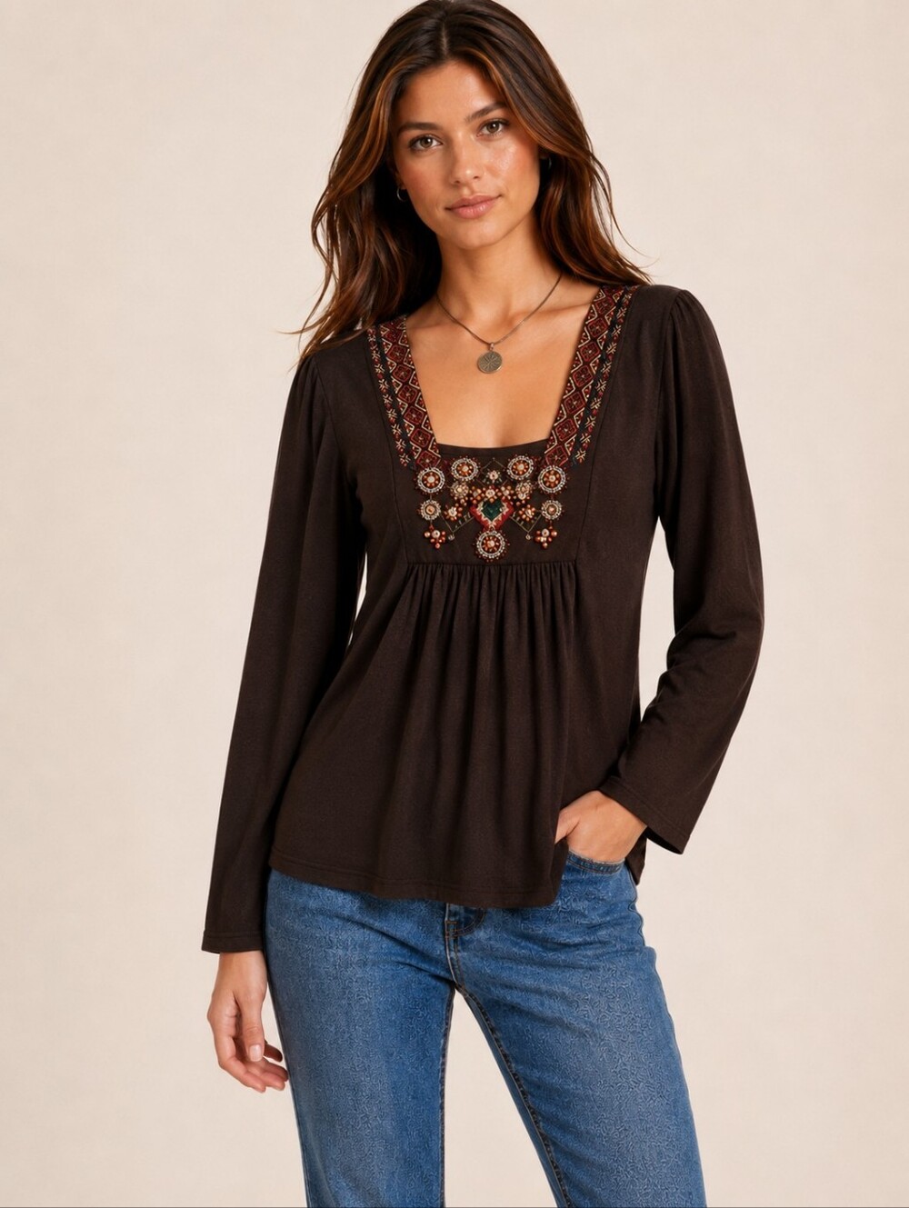❤ LOFT VINTAGE Y2K BEADED EMBROIDERED TOP, SMALL
